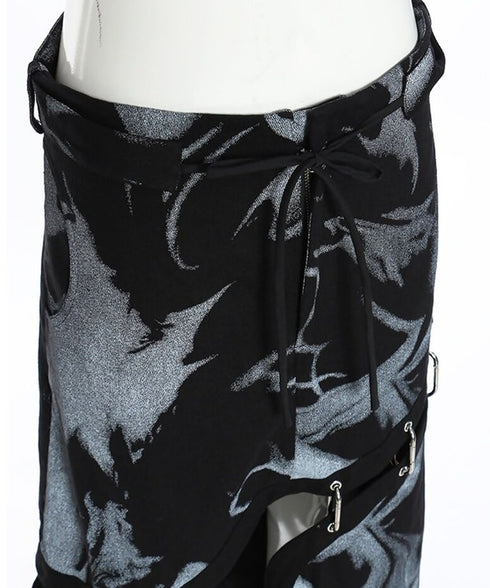 Deconstructed Safety Pin Print Skirt